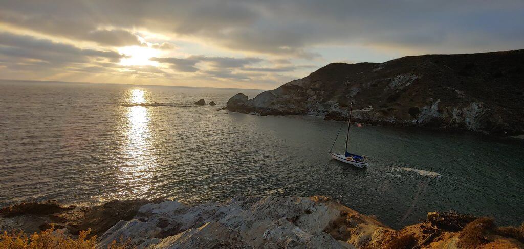 Beautiful California sunset from the bluff at Little Harbor Campground