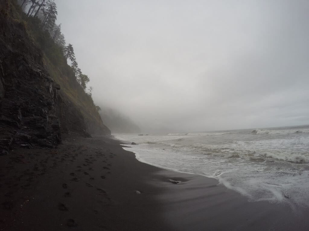 Dealing with the Day 4 tidal zone on the Lost Coast Trail.