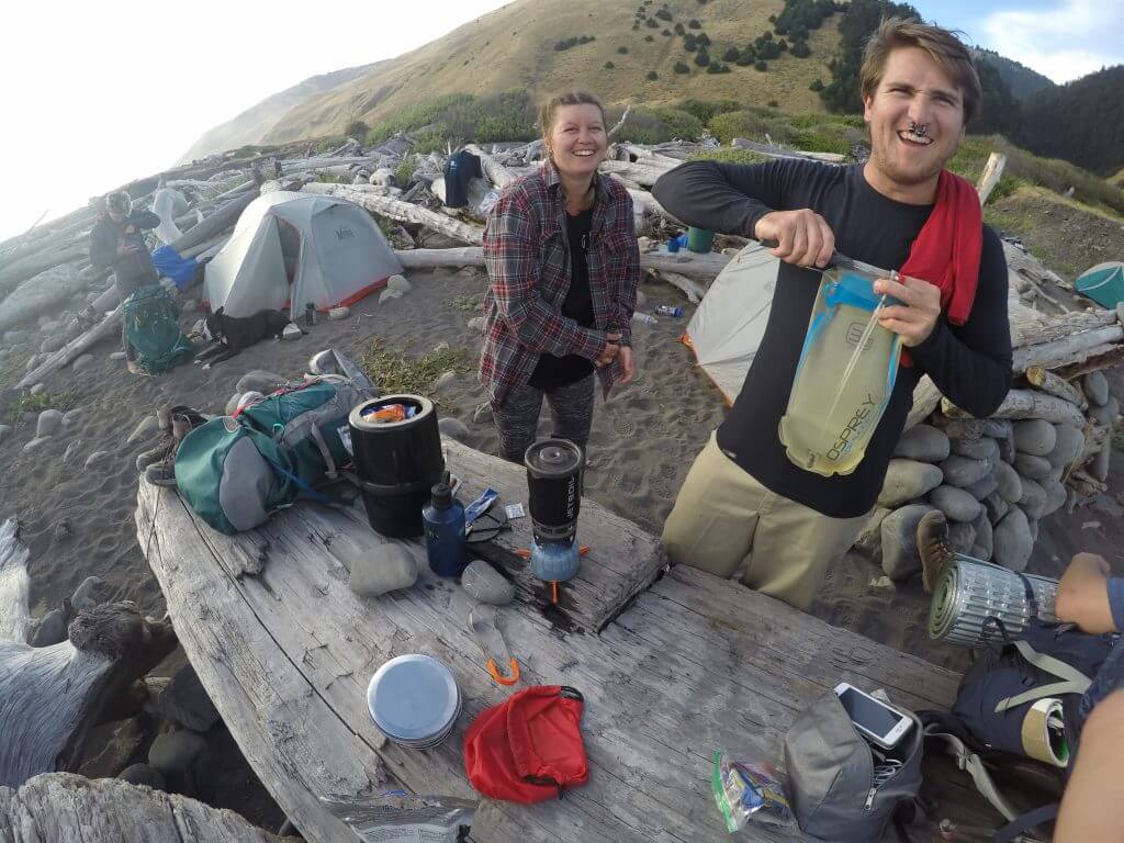 Day 2 camping spot in the Spanish Flats, making dinner